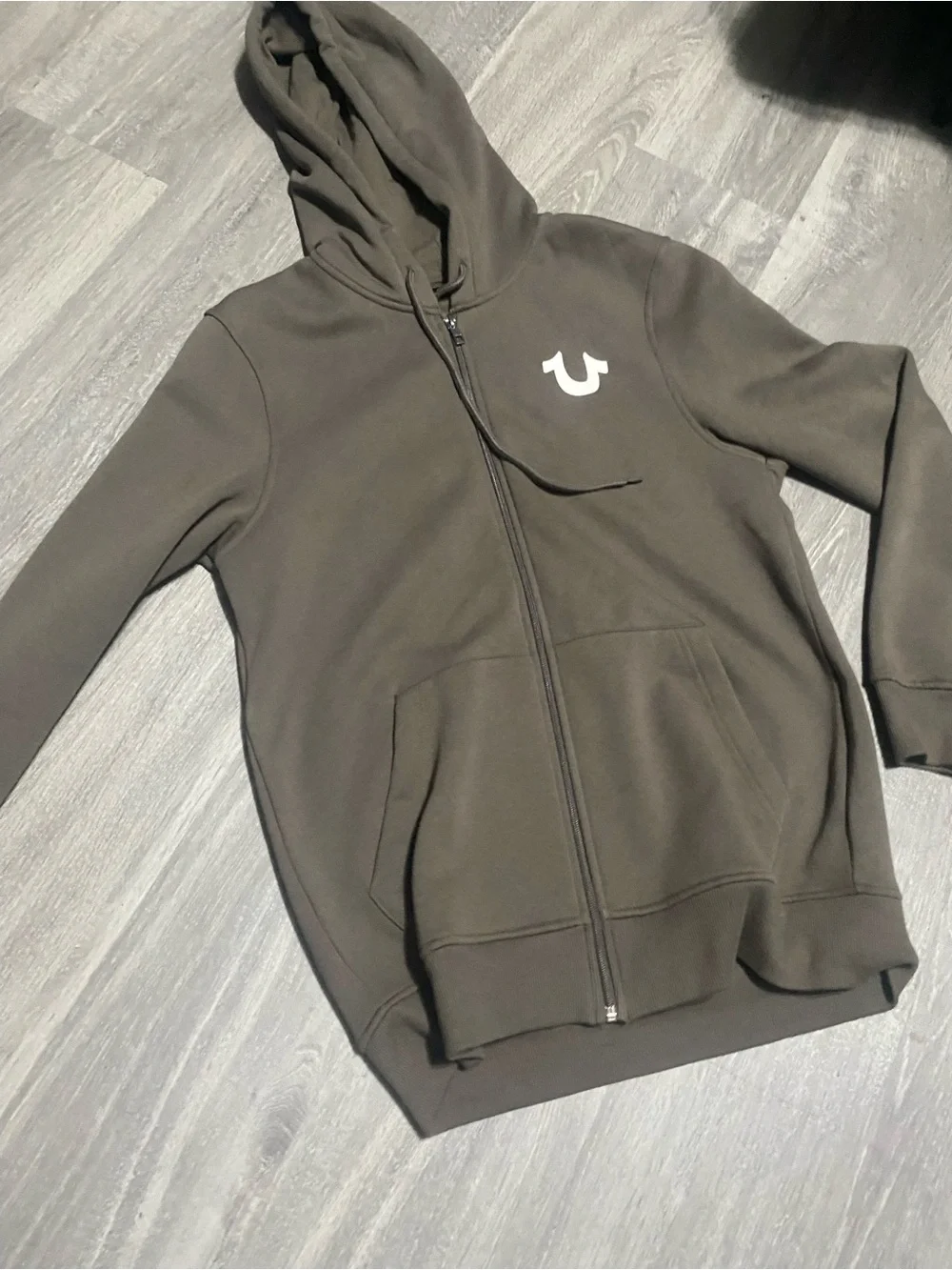 True Religion Olive Zip-Up Hoodie